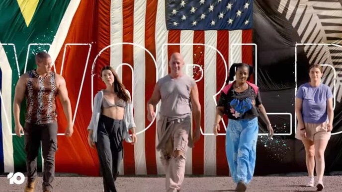 The world is a stage in the video for 'world'.